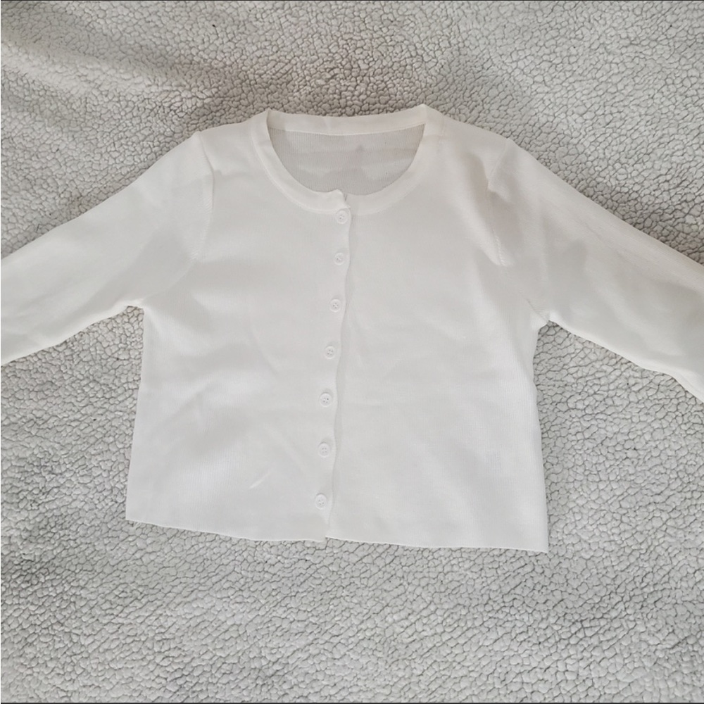 White cropped cartigan